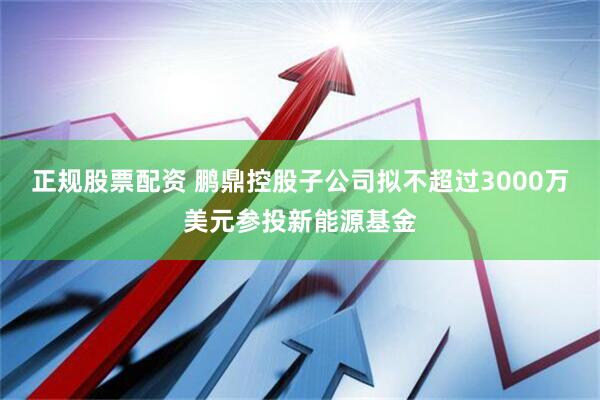 正规股票配资 鹏鼎控股子公司拟不超过3000万美元参投新能源基金